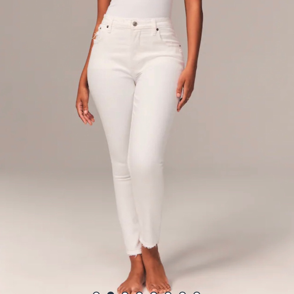 Abercrombie & Fitch Curve Love Skinny High Rise White Jeans